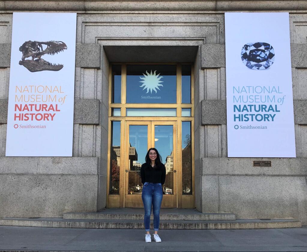 Quinn Cordero outside the Smithsonian in D.C. where she is an intern.