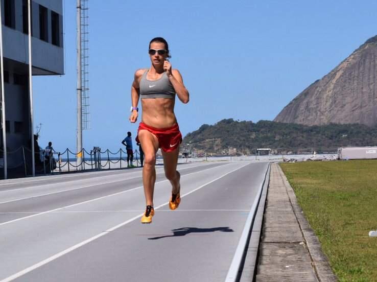 Kim Conley gets in one last training before her race, Monday, Aug. 15, 2016. (@KIMCONLEY)