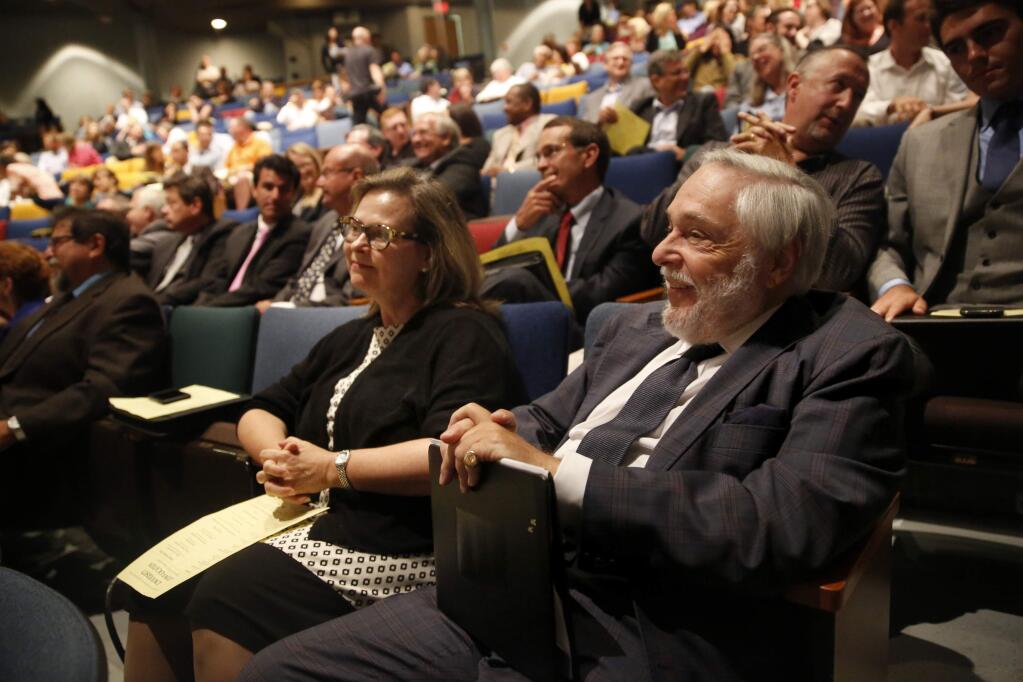 SSU president Ruben Arminana and his wife Olson attends the Sonoma State University convocation at Person Theater in Rohnert Park , on Monday, August 24, 2015. (BETH SCHLANKER/ The Press Democrat)