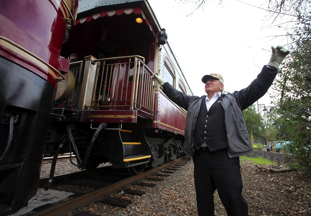 Christopher Chung/PD file photoSTOP THAT TRAIN the conductor seems to gesture at the St. Helena station of the Napa Valley Wine Train. The wine train came upder social media criticism this week for its treatment of a black women's book club.