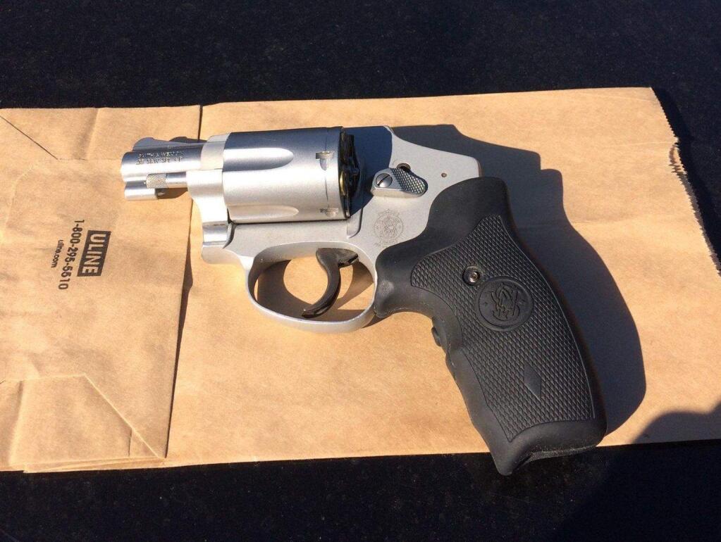 The handgun Santa Rosa police say they seized from an alleged gang arrested near a school this week. (Santa Rosa Police Department)