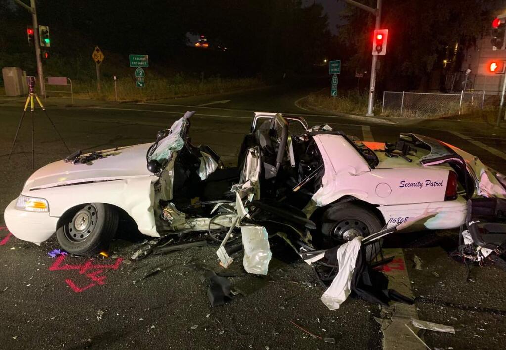 A driver was arrested and another driver injured in a suspected DUI crash in Santa Rosa on Saturday, Sept. 14, 2019. (SANTA ROSA POLICE DEPARTMENT)