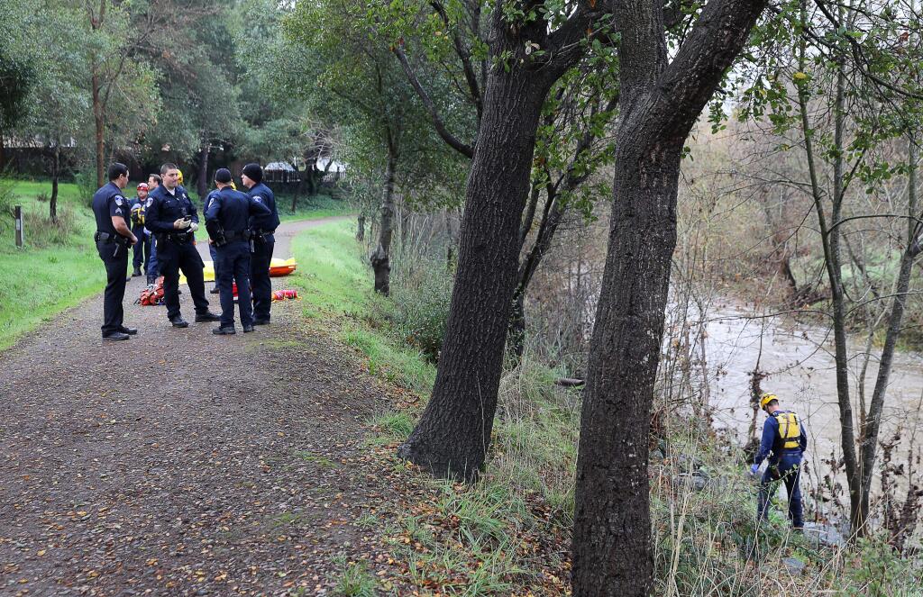 The body of a male adult was recovered from Santa Rosa Creek on Monday, Jan. 7, 2019. (CHRISTOPHER CHUNG/ PD)