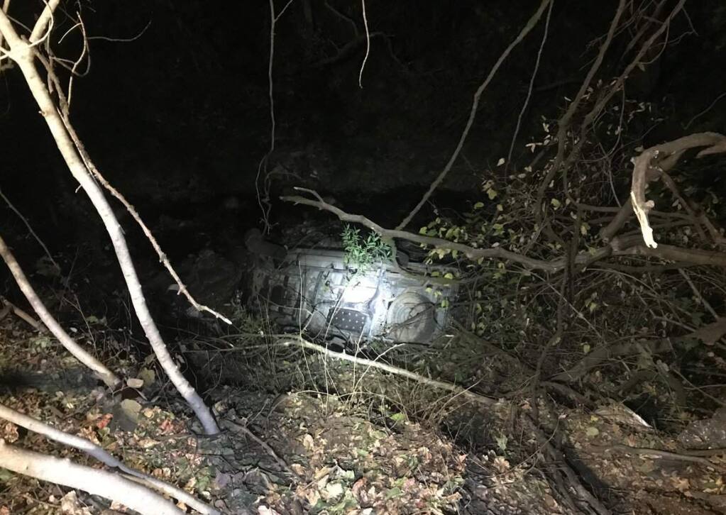 A suspected drunken driver was arrested after crashing into Santa Rosa Creek on Saturday, Nov. 2, 2019, according to authorities. (SANTA ROSA POLICE DEPARTMENT)