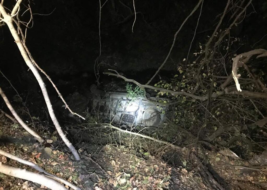 A suspected drunken driver was arrested after crashing into Santa Rosa Creek on Saturday, Nov. 2, 2019, according to authorities. (SANTA ROSA POLICE DEPARTMENT)