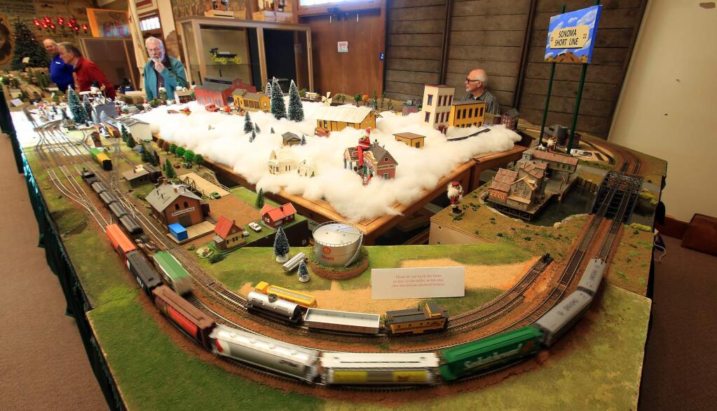 An HO scale model train diorama is on display at the Depot Park Museum in Sonoma, Friday Dec. 2, 2016. (Kent Porter / The Press Democrat) 2016