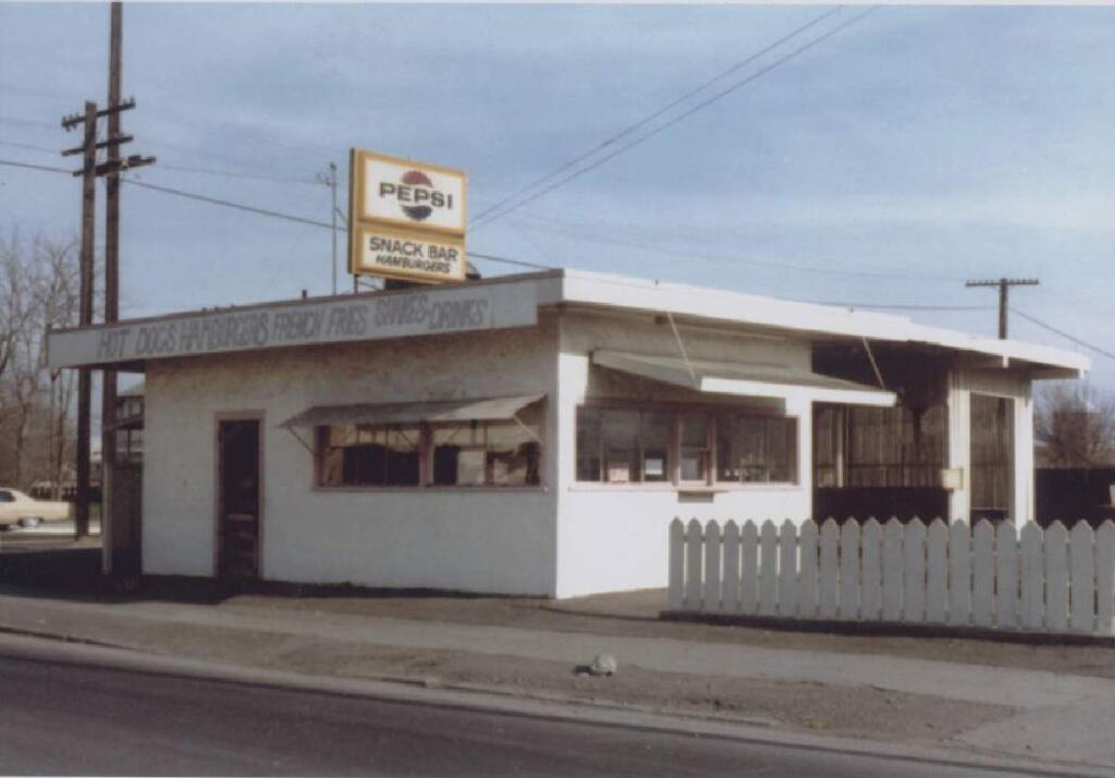Snack Bar was Petaluma's first drive-thru, and operated for 22 years at the corner of Lakeville and D Street. (SONOMA COUNTY LIBRARY HERITAGE COLLECTION)