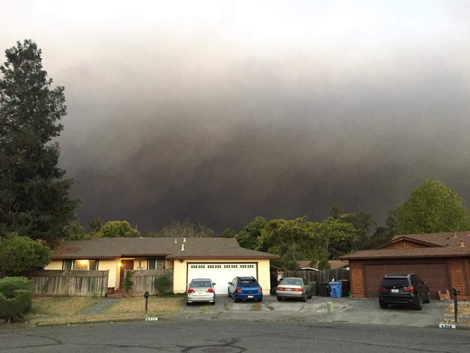 'This is from my home near Hoen/Summerfield (only a few roads away from the evacuation zones) looking in the direction of Santa Rosa, I can't even express how terrifying this is.' - Garin Hash