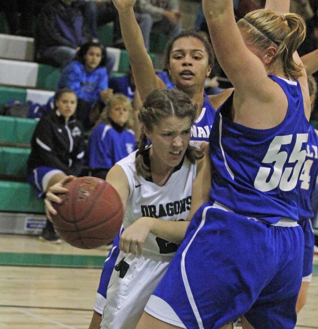 Bill Hoban/Index-TribuneSonoma's Alanna Johnston finds herself boxed in during a recent game against Analy. The Lady Dragons host Piner tonight.