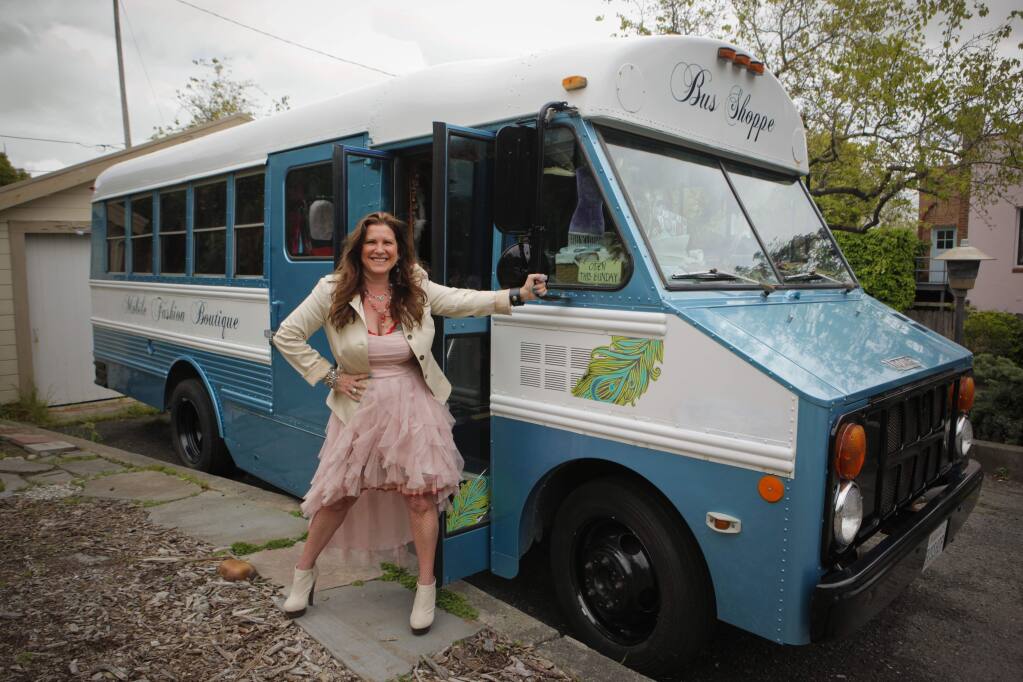 Petaluma, CA, USA. Monday, April 24, 2017._ Melanie Dado-Stammler owns The Bus Shoppe, a traveling fashion boutique that she takes to festivals. She recently opened a pop-up shop in Sebastapol. (CRISSY PASCUAL/ARGUS-COURIER STAFF)