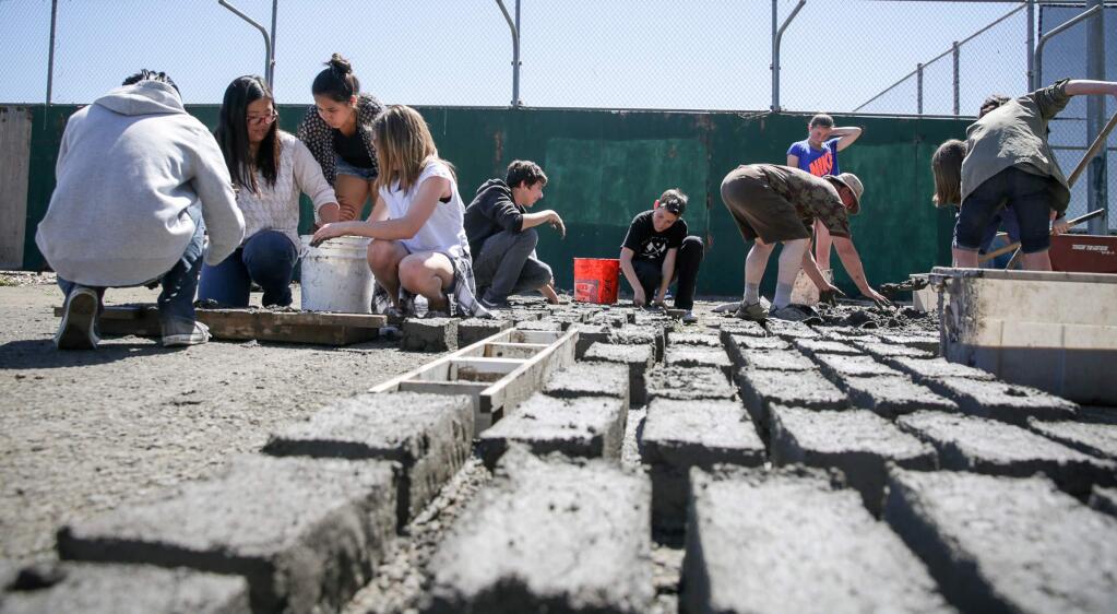Bricks dry in the sun as the students finish up class at Casa Grande High School on Friday, April 17, 2015. (RACHEL SIMPSON/FOR THE ARGUS-COURIER)