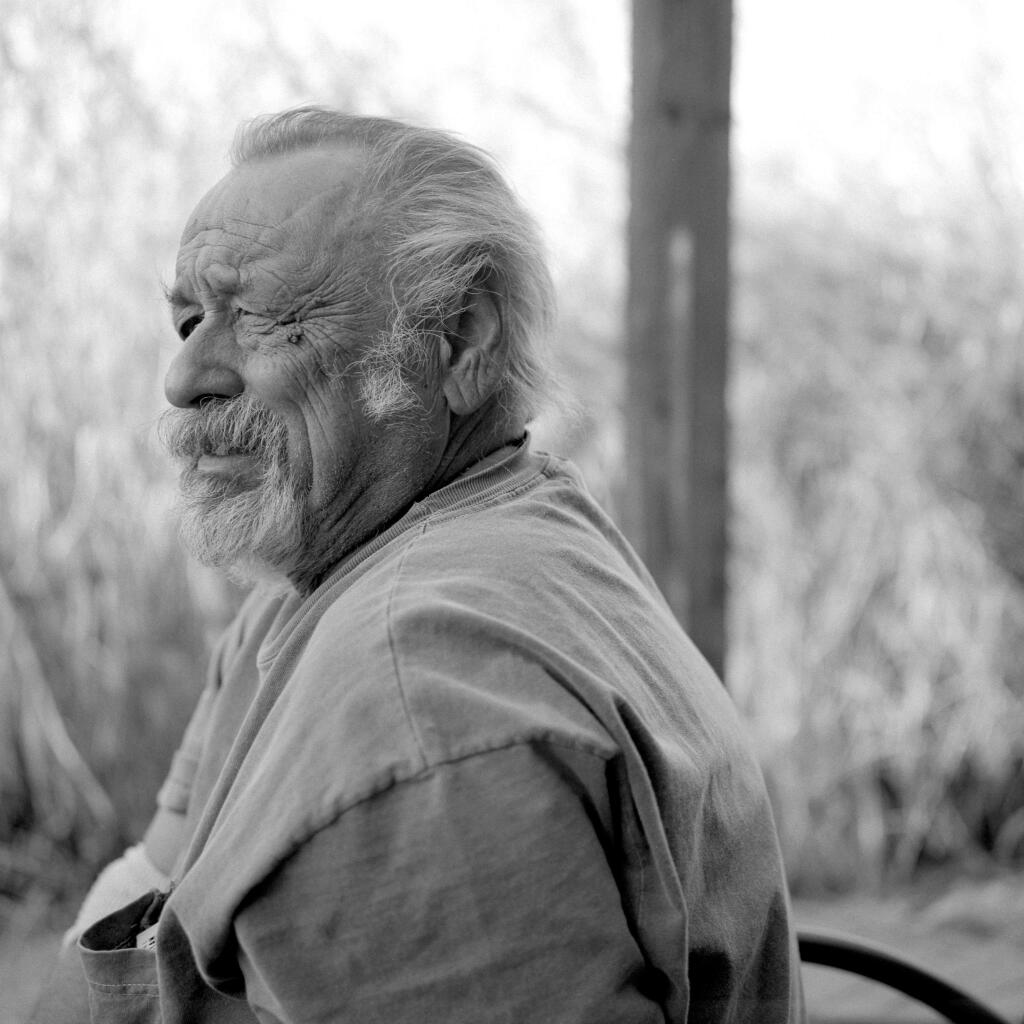 This 2008 photo provided by Grove Atlantic shows author Jim Harrison. Harrison, the fiction writer, poet, outdoorsman and reveler who wrote with gruff affection for the country's landscape and rural life and enjoyed mainstream success in middle age with his historical saga 'Legends of the Fall,' died Saturday, March 26, 2016. He was 78. (Wyatt McSpadden/Courtesy of Grove Atlantic via AP) MANDATORY CREDIT