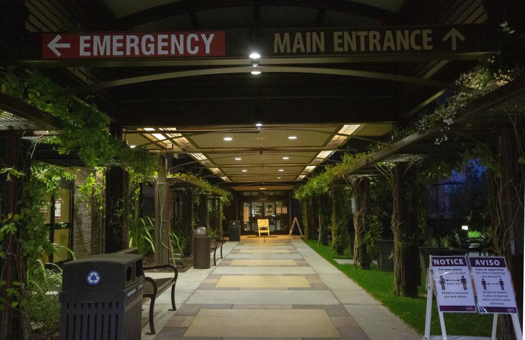 New rules requiring even greater social distancing and other precautions against coronavirus have been implemented at local health care facilities, including Sonoma Valley Hospital on Andrieux Street.(Photo by Robbi Pengelly/Index-Tribune)