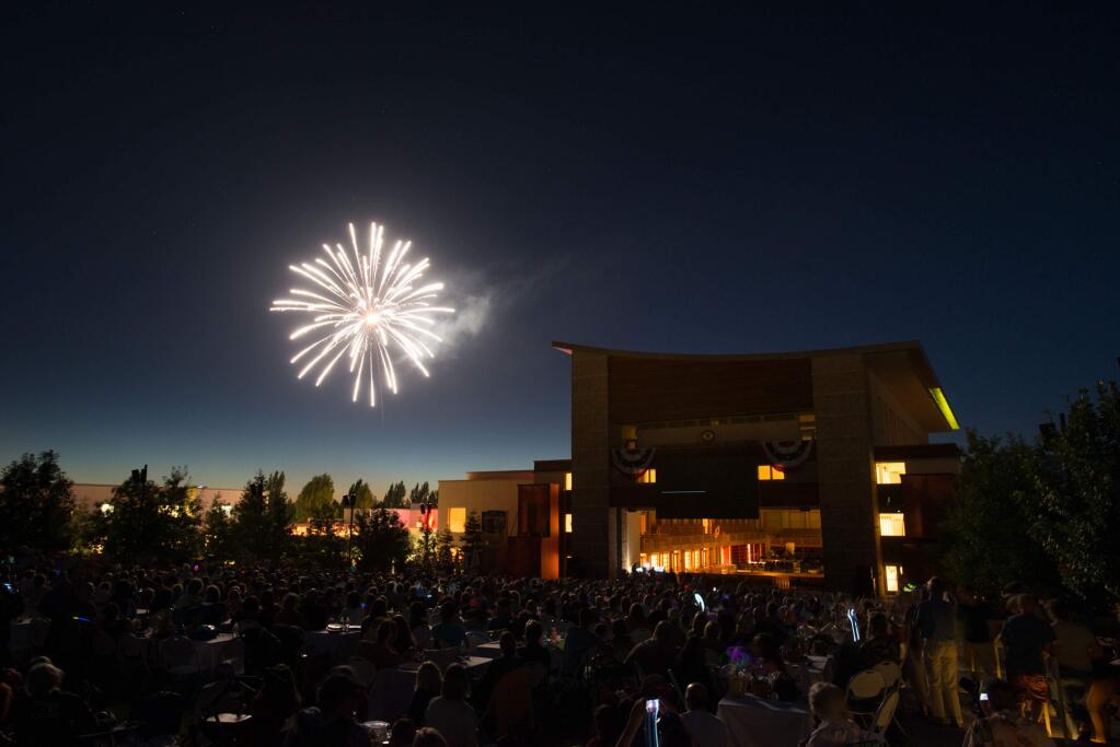 Fireworks above the Green Music Center at Sonoma State University.