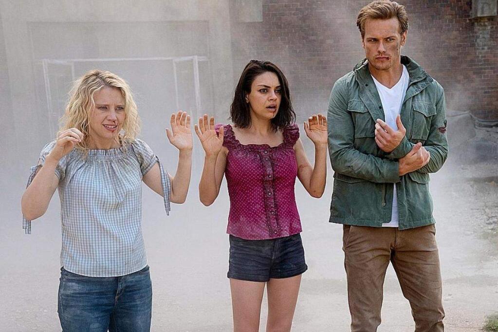 (From left) Kate McKinnon, Mila Kunis and Sam Heughan in 'The Spy Who Dumped Me.'