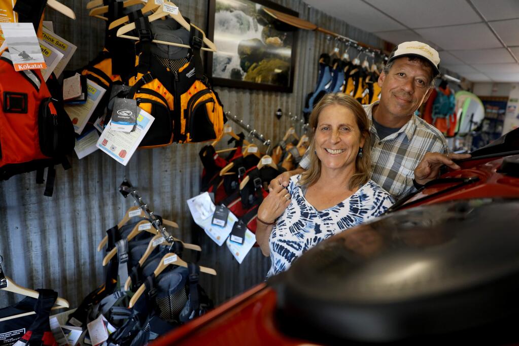 Anne and Jeff Kellogg are the owners at Clavey Paddlesports in Petaluma on Monday, July 8, 2019. (BETH SCHLANKER/ The Press Democrat)