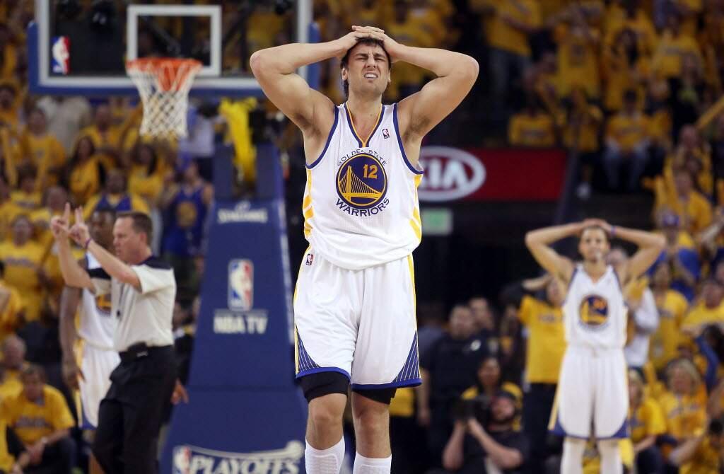 The durability of center Andrew Bogut remains a concern for the Warriors as they gear up for a playoff run in 2015. (Christopher Chung / The Press Democrat)
