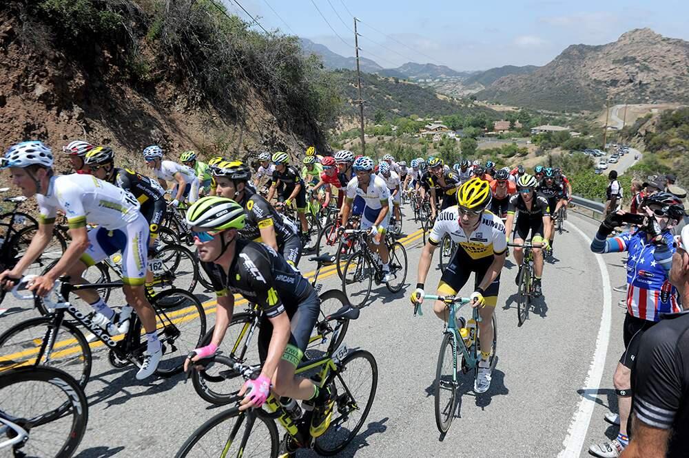 Riders participate in stage three of the Amgen Tour of California cycling race Tuesday, May 17, 2016, in Thousand Oaks, Calif. (Juan Carlo/The Ventura County Star via AP)