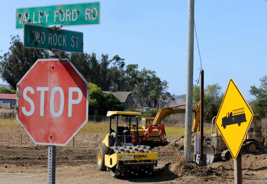 Construction equipment sits at the site for a new Two Rock volunteer fire station near 7600 Valley Ford Rd in Two Rock west of Petaluma on Sunday, September 29, 2019. (BETH SCHLANKER/ The Press Democrat)
