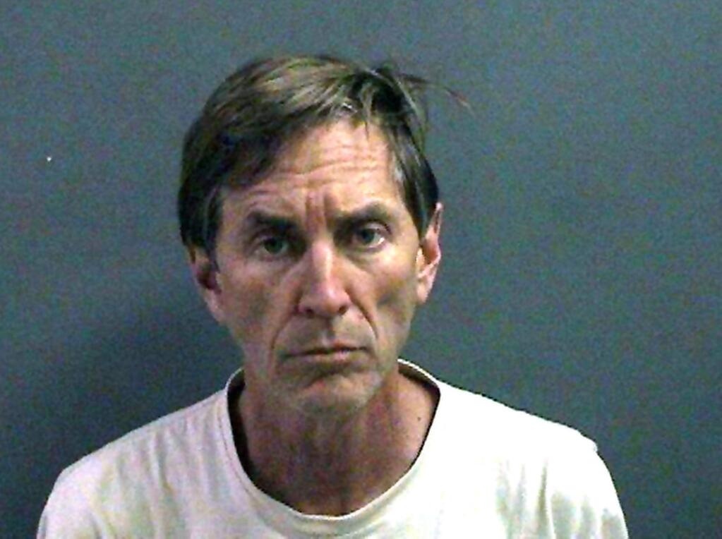 This undated booking photo provided by the Orange County District Attorney's Office shows Jeffrey Scott Jones, 56, of Huntington Beach. Jones, convicted of sexually assaulting a teenager pulled a razor blade and slashed his throat in an Orange County courtroom Wednesday, Oct. 19, 2016, moments after the verdict. (Orange County District Attorney's Office via AP)