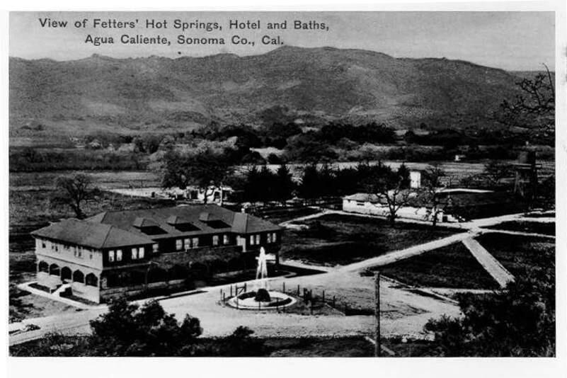 Fetters Hot Springs Hotel and Bath, shown here in 1911, joined the 'speakeasy' crowd during Prohibition when it was known to serve a 'hot water' at its Agua Caliente resort.