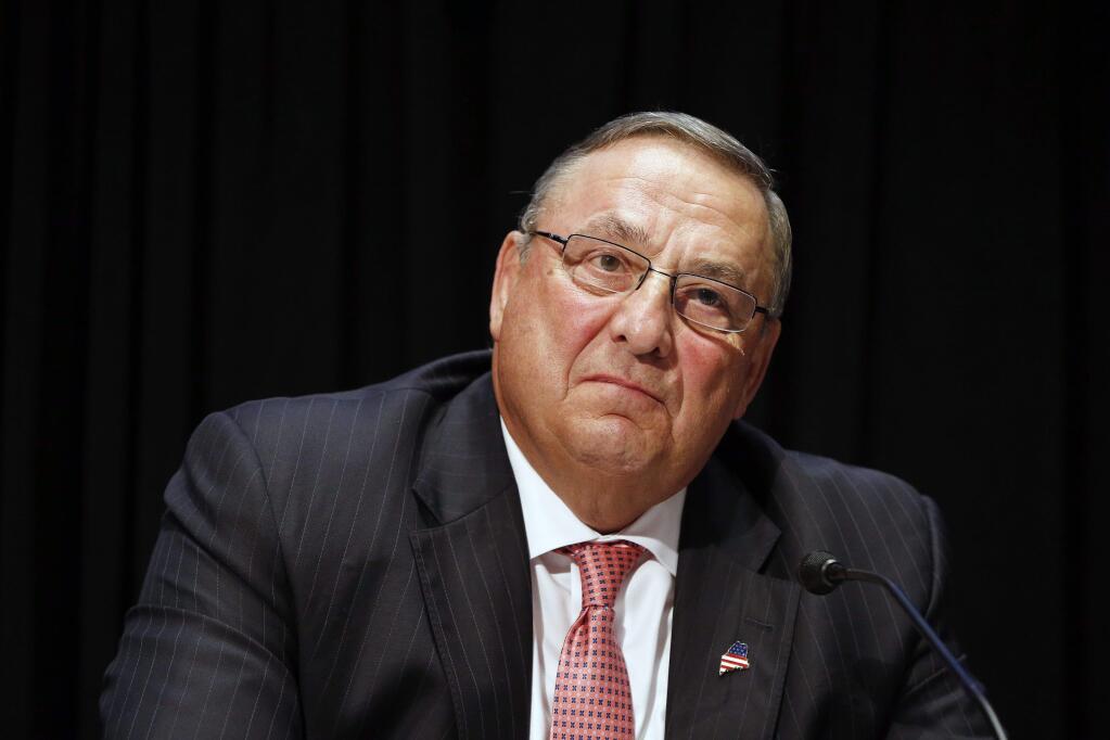 FILE- In this June 7, 2016, file photo, Maine Gov. Paul LePage attends an opioid abuse conference in Boston. (AP Photo/Michael Dwyer, File)