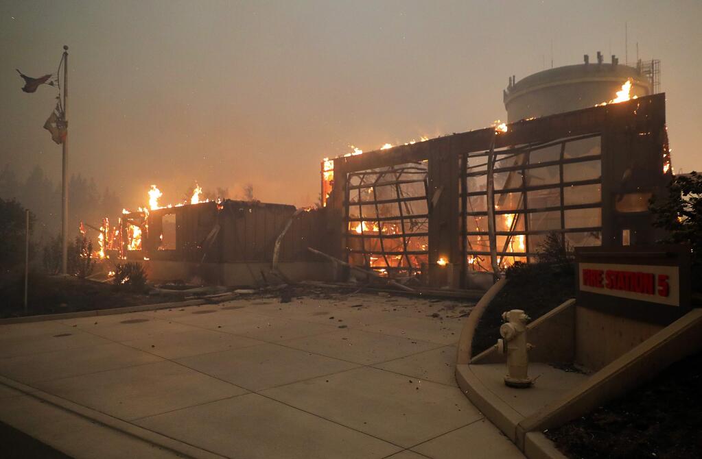 Santa Rosa Fire Station 5 in Fountaingrove was gutted in the Tubbs fire. (CHRISTOPHER CHUNG / The Press Democrat)