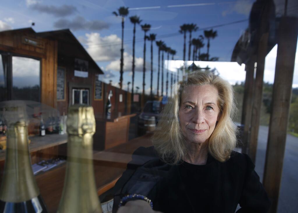 Joy Sterling CEO of Iron Horse Vineyards in the tasting room which has been temporarily closed after Gov. Newsom advised Sunday for the closure of bars and wineries prevent the spread of COVID-19. Photo taken in Graton on Monday, March 16, 2020. (BETH SCHLANKER/ The Press Democrat)