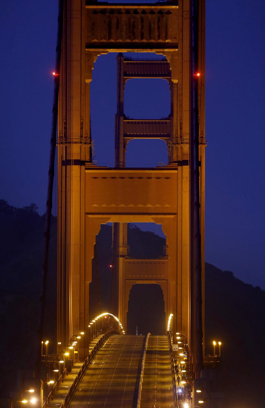 The Golden Gate Bridge was closed to traffic Sunday, January 11, 2015 in San Francisco, California . (BETH SCHLANKER/ The Press Democrat)