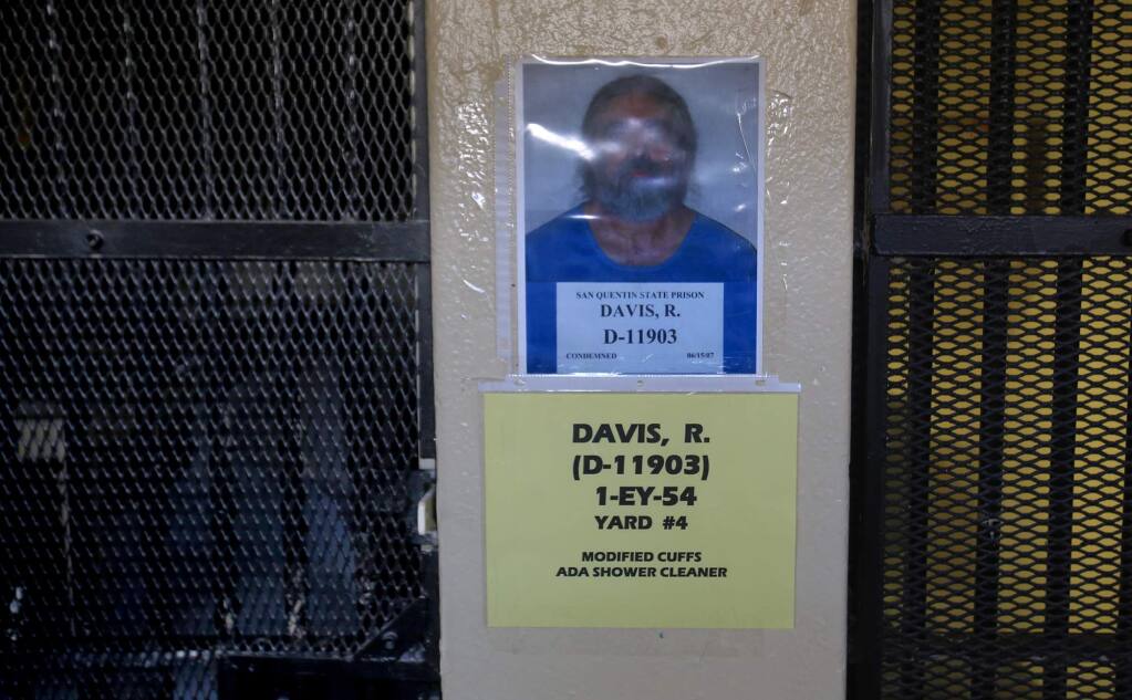 Richard Allen Davis refused to talk with reporters, but his photograph remains next to his cell, left at San Quentin's Death Row, Davis was sentenced to death for the murder of Petaluma's Polly Klaas. (Kent Porter / The Press Democrat) 2016