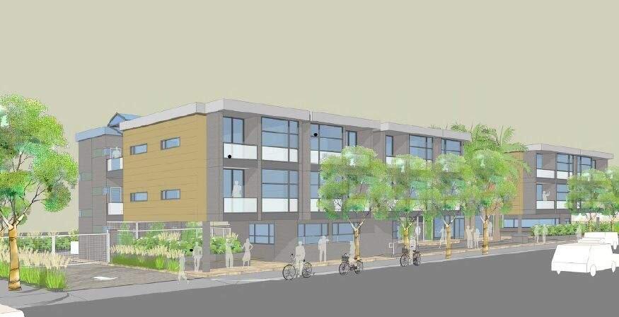 A rendering of the 24-unit East Washington Commons project in Petaluma (image via city of Petaluma).
