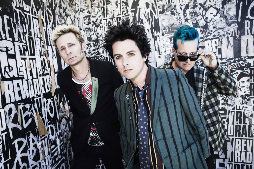 Green Day members Mike Dirnt, Billie Joe Armstrong and Tré Cool (FRANK MADDOCKS)