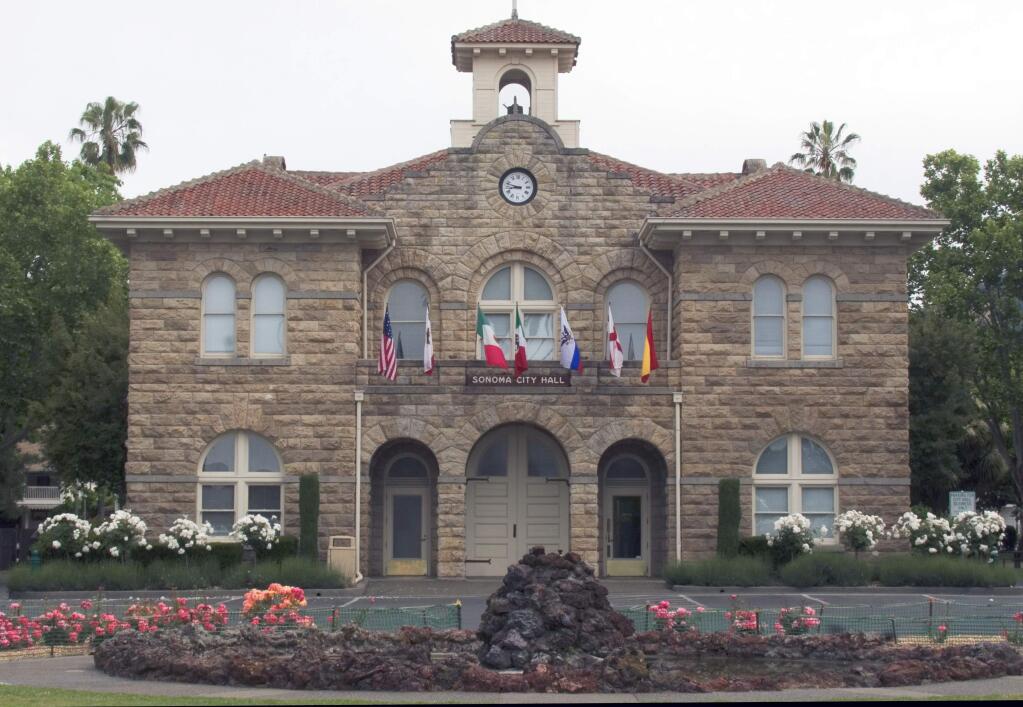 Sonoma City Hall will see at least one new member of the City Council in 2019, with three seats up for election in Nov. 6. (PD FILE)