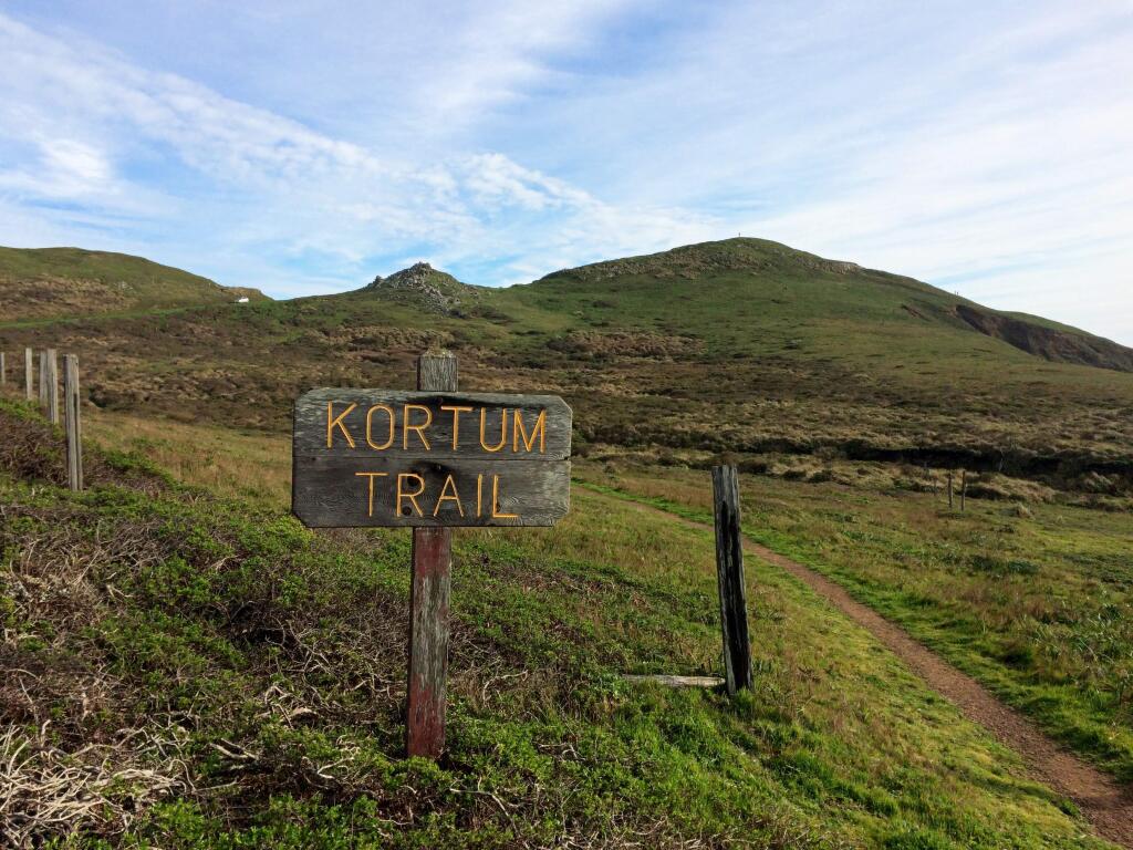Entrance to the 4 mile long Kortum Trail near Blind Beach. The trail can be accessed at various points along its length, offering an easy and family friendly walk along the Pacific Coast. Photo: Stephen Nett