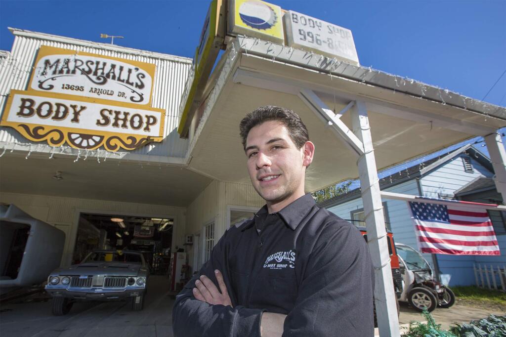 Cliff Casola, proprietor of Marshall's Auto Body Shop on Arnold Drive in Glen Ellen, received one of the micro-loans. (Photo by Robbi Pengelly/Index-Tribune)