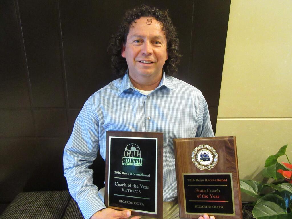 Coach Riccardo Oliva was awarded the statewide Coach of the Year at the Cal North Awards Luncheoun. (SUBMITTED PHOTO)