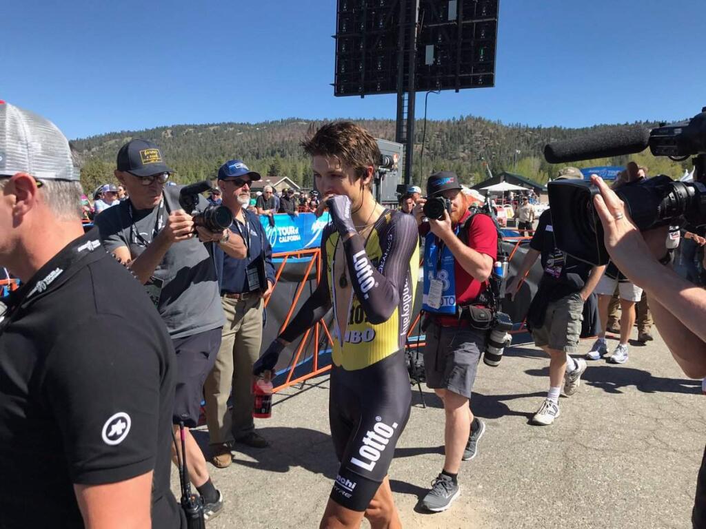 Goerge Bennett after Friday's stage 6 of the Tour of California. (Twitter)
