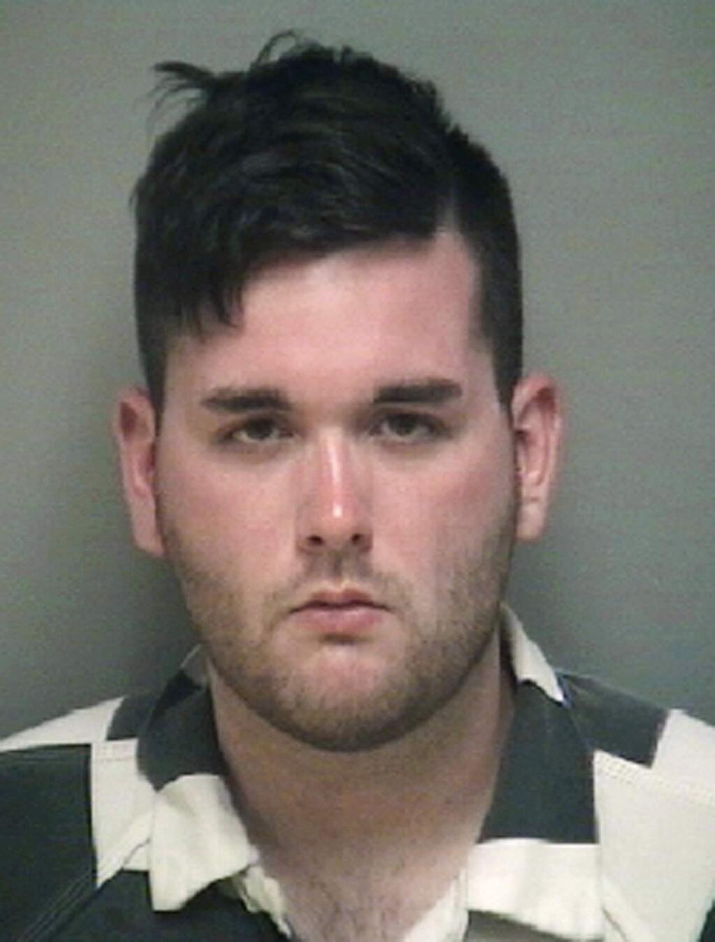 FILE - This undated file photo provided by the Albemarle-Charlottesville Regional Jail shows James Alex Fields Jr. Fields, convicted of first-degree murder for driving his car into counterprotesters at a white nationalist rally in Virginia faces 20 years to life in prison as jurors reconvene to consider his punishment. The panel that convicted Fields will hear more evidence Monday, Dec. 10, 2018, before recommending a sentence for Judge Richard Moore. (Albemarle-Charlottesville Regional Jail via AP, File)