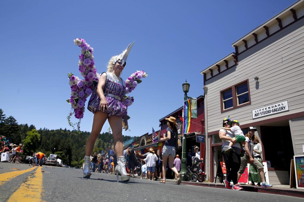Scott Mitchell attends the Sonoma County Gay Pride Parade in Guerneville, on Sunday, June 5, 2016. (BETH SCHLANKER/ The Press Democrat)