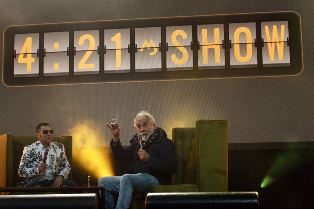 Canadian actor Tommy Chong, right, being interviewed on the 4:21 Show during Emerald Cup held at Sonoma County Fairgrounds in Santa Rosa, Calif. on Saturday, Dec. 14, 2019.(Photo: Erik Castro/for The Press Democrat)