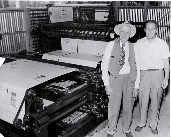 Former publishers Walter Murphy and, his nephew, Robert M. Lynch, in the pressroom in the 1960s. Some say they can still hear the presses running today.