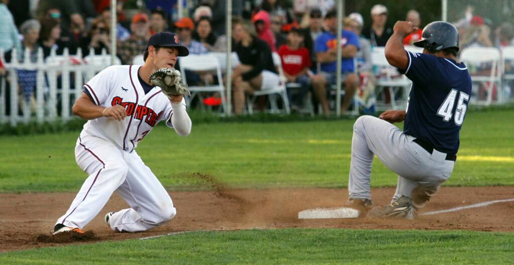 Bill Hoban/Index-TribuneSonoma's T.J. Gavlikis is too late with a tag at third base in Wednesday night's game against San Rafael.
