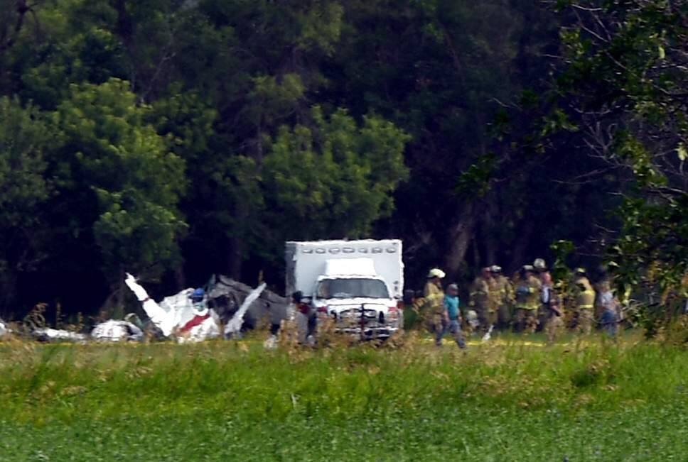Three people were killed when a plane registered to a Sebastopol man crashed near the Chadron Municipal Airport in Nebraska on Wednesday, July 24, 2019. (KERRI REMPP/ THE CHADRON RECORD)