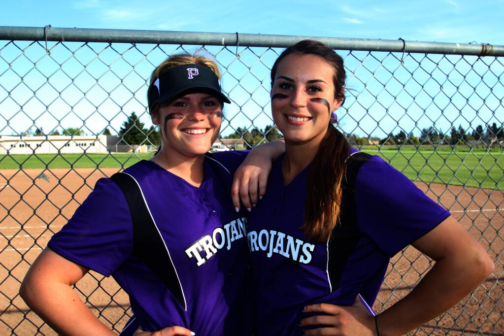 DWIGHT SUGIOKA/FOR THE ARGUS-COURIERCassie Baddeley and Joelle Krist are not only best friends, but three-sport all-leaguers for Petaluma High School.