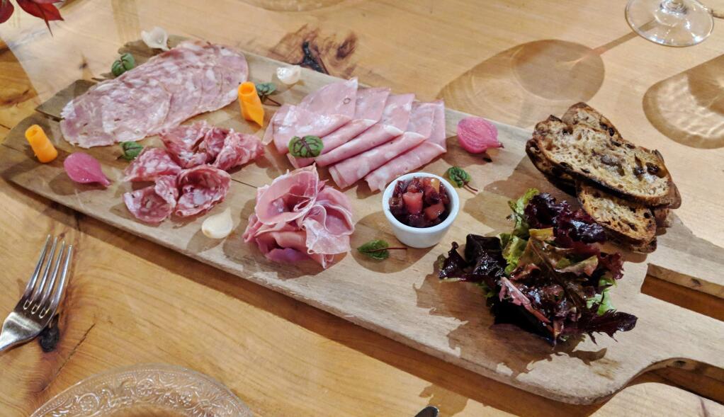 The charcuterie board at Della Fattoria is elegantly presented. (HOUSTON PORTER/FOR THE ARGUS-COURIER)