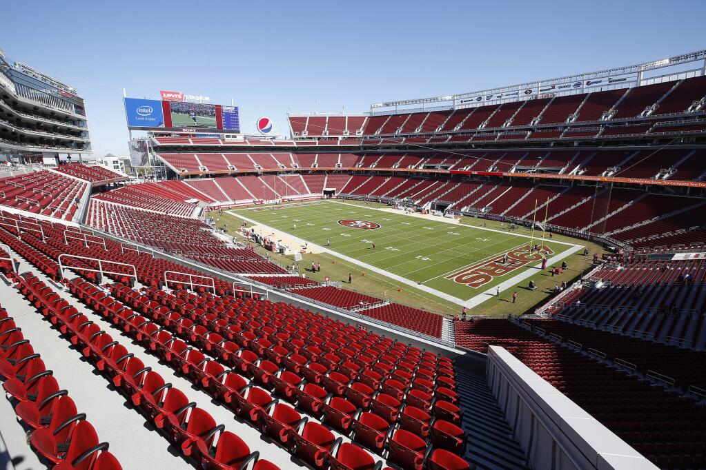 A general view of Levi's Stadium is shown before an NFL football game between the San Francisco 49ers and the Kansas City Chiefs in Santa Clara, Calif., Sunday, Oct. 5, 2014. (AP Photo/Tony Avelar)