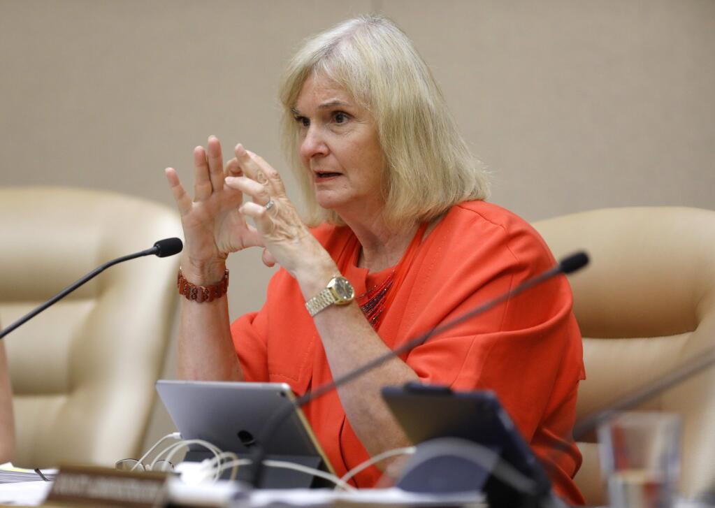 1st District Supervisor Susan Gorin speaks during the Sonoma County Board of Supervisors meeting in Santa Rosa on Tuesday, July 10, 2018. (Beth Schlanker/ The Press Democrat)