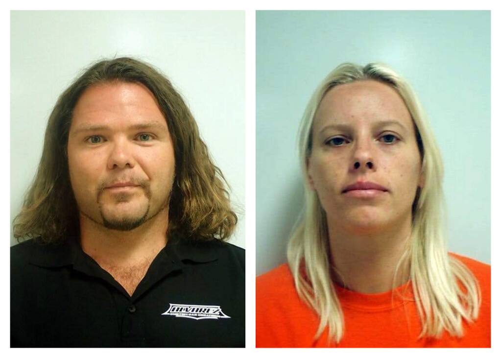Sam Lindsey Massette,left, and his wife, Krystina Marie Pickersgill, shown in undated jail booking photos. (LAKE COUNTY SHERIFF'S OFFICE)