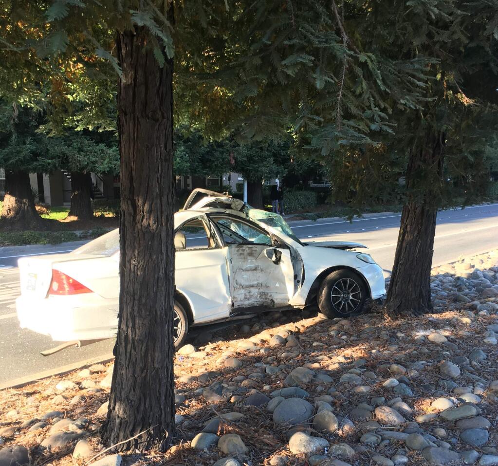 The driver of a Honda Civic that was hit Friday, Aug. 2, 2019, by a suspected DUI driver was hospitalized with serious injuries. (ROHNERT PARK DEPARTMENT OF PUBLIC SAFETY)