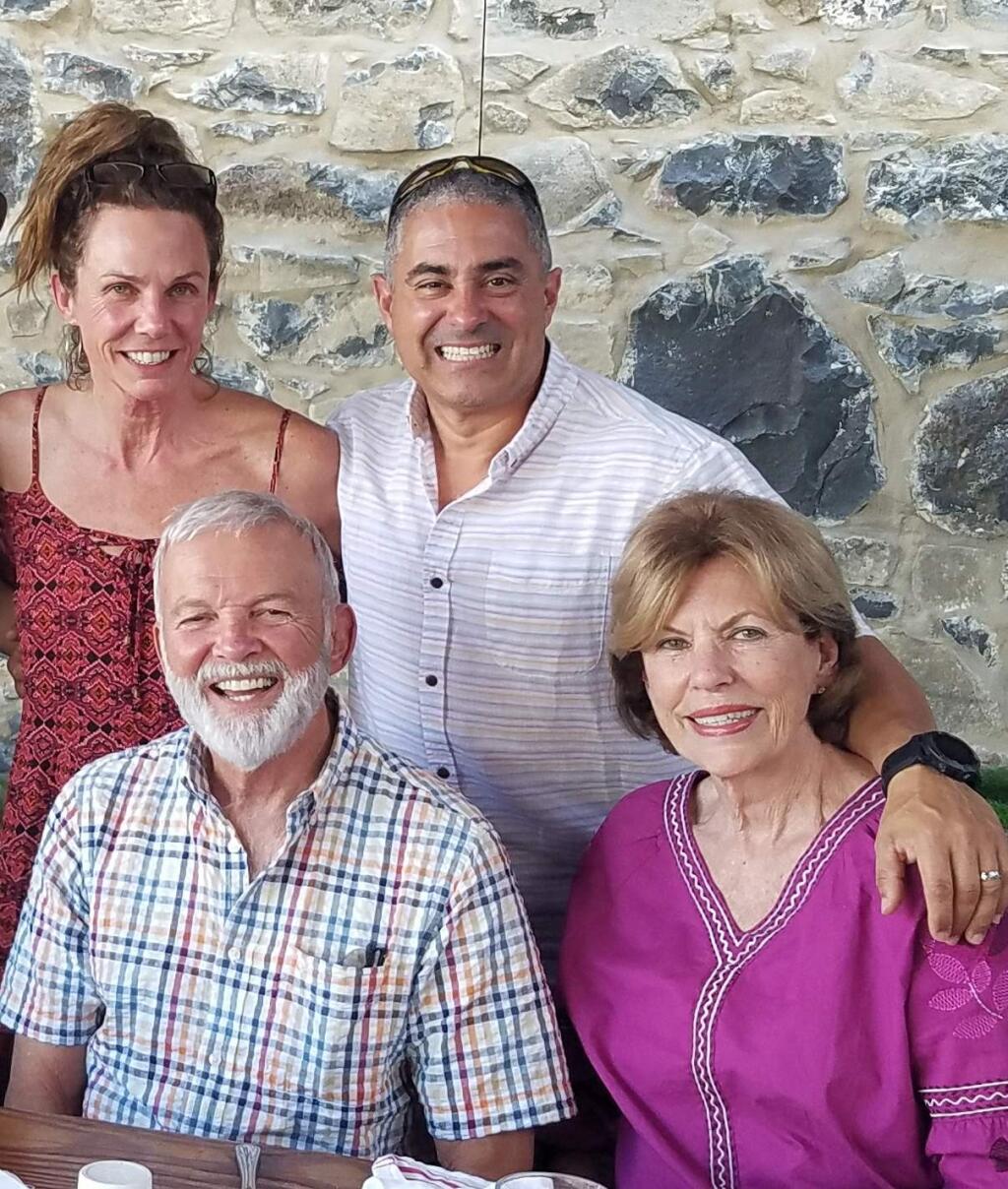 Carmen Berriz, 75, bottom right, died in the Tubbs fire. Her husband, Armando Berriz, bottom left, suffered 2nd and 3rd degree burns. They are pictured here with their daughter, Monica Ocon, and son-in-law, Luis Ocon. (Courtesy photo)
